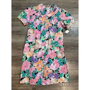 NOS Vintage Fashion Trends Tropical Floral Mumu Housecoat Duster Robe Nightgown